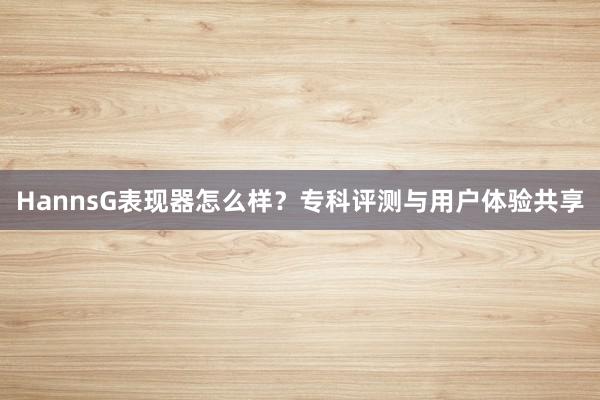 HannsG表现器怎么样？专科评测与用户体验共享